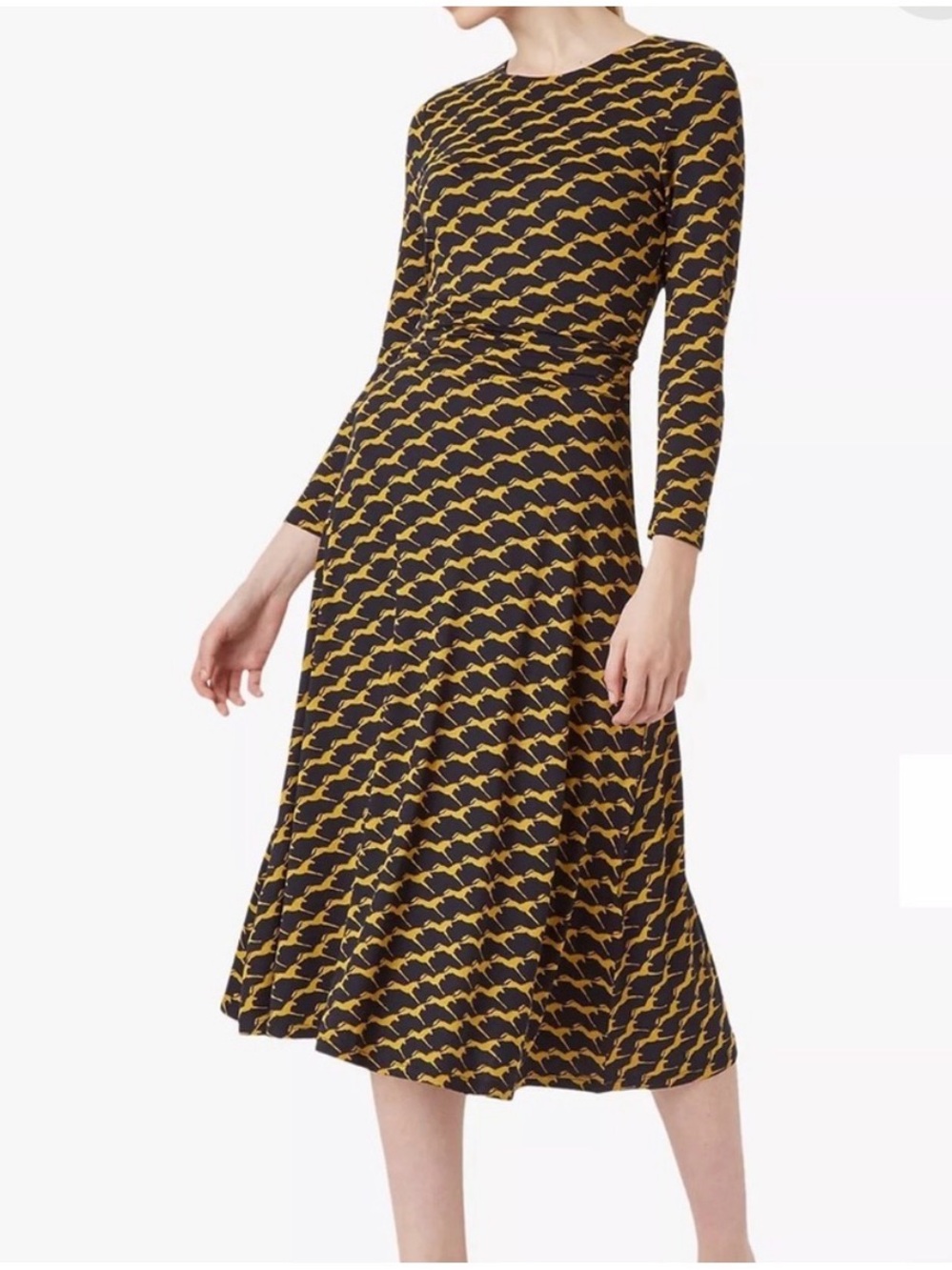 HOBBS London Bayview Midi Dress Navy Horse Print Size 10 EUC